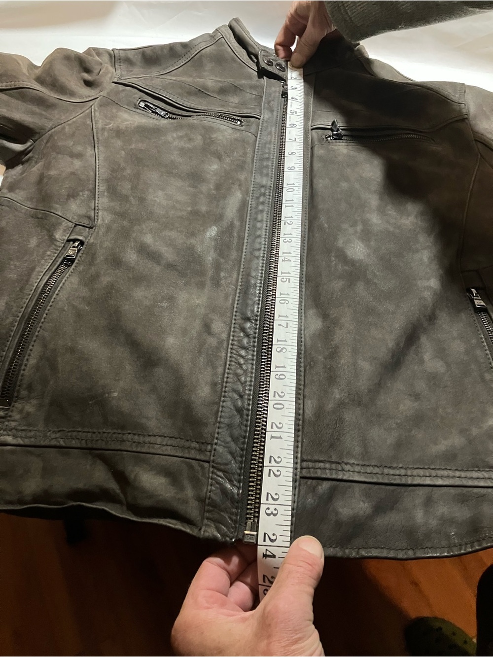 Michael Kors Canada Men's Premium Genuine Suede Moto Cafe Racer Jacket – Chocola - Picture 3 of 16